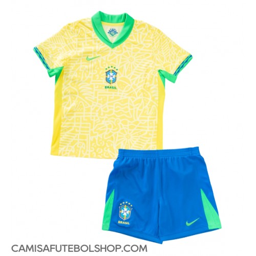 Camisa de time de futebol Brasil Replicas 1º Equipamento Infantil Copa America 2024 Manga Curta (+ Calças curtas)